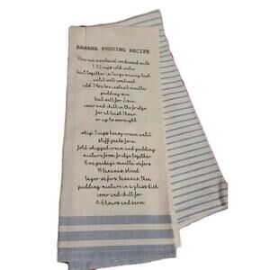 Embroidered Hand Written Banana Pudding Recipe Tea Towel. 100% Cotton